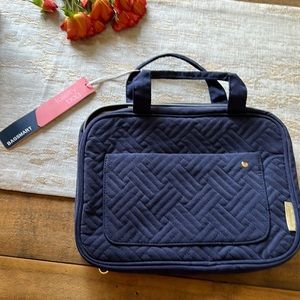 Travel hanging bag. Toiletries. Makeup. Blue. Gold. Zip around. Large